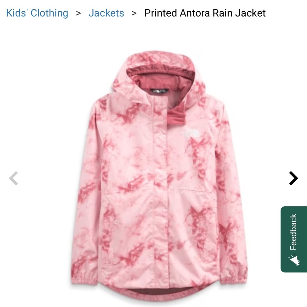 North Face Girls Antora Rain Jacket - Slate Rose Dye Sz 6 (Youth XS)